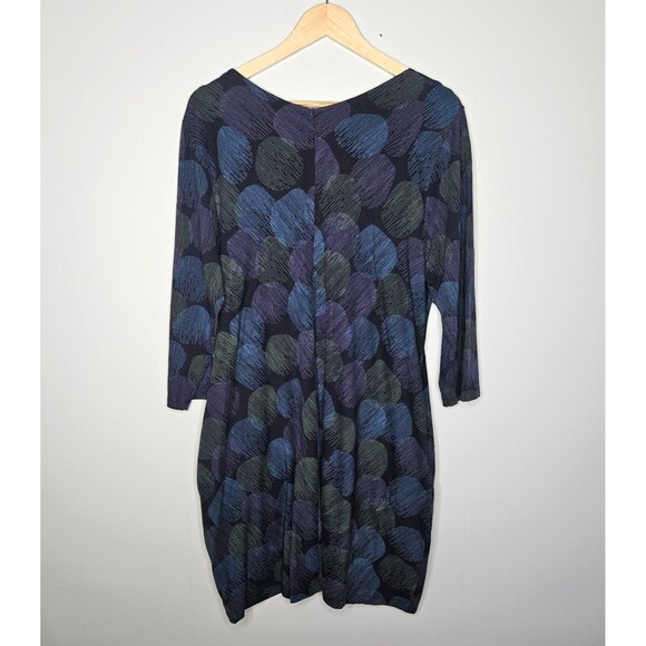 GUDRUN SJODEN Shift Dress M Tunic 3/4 Sleeve Hand Pockets Geometric Cotton Modal - Picture 5 of 9